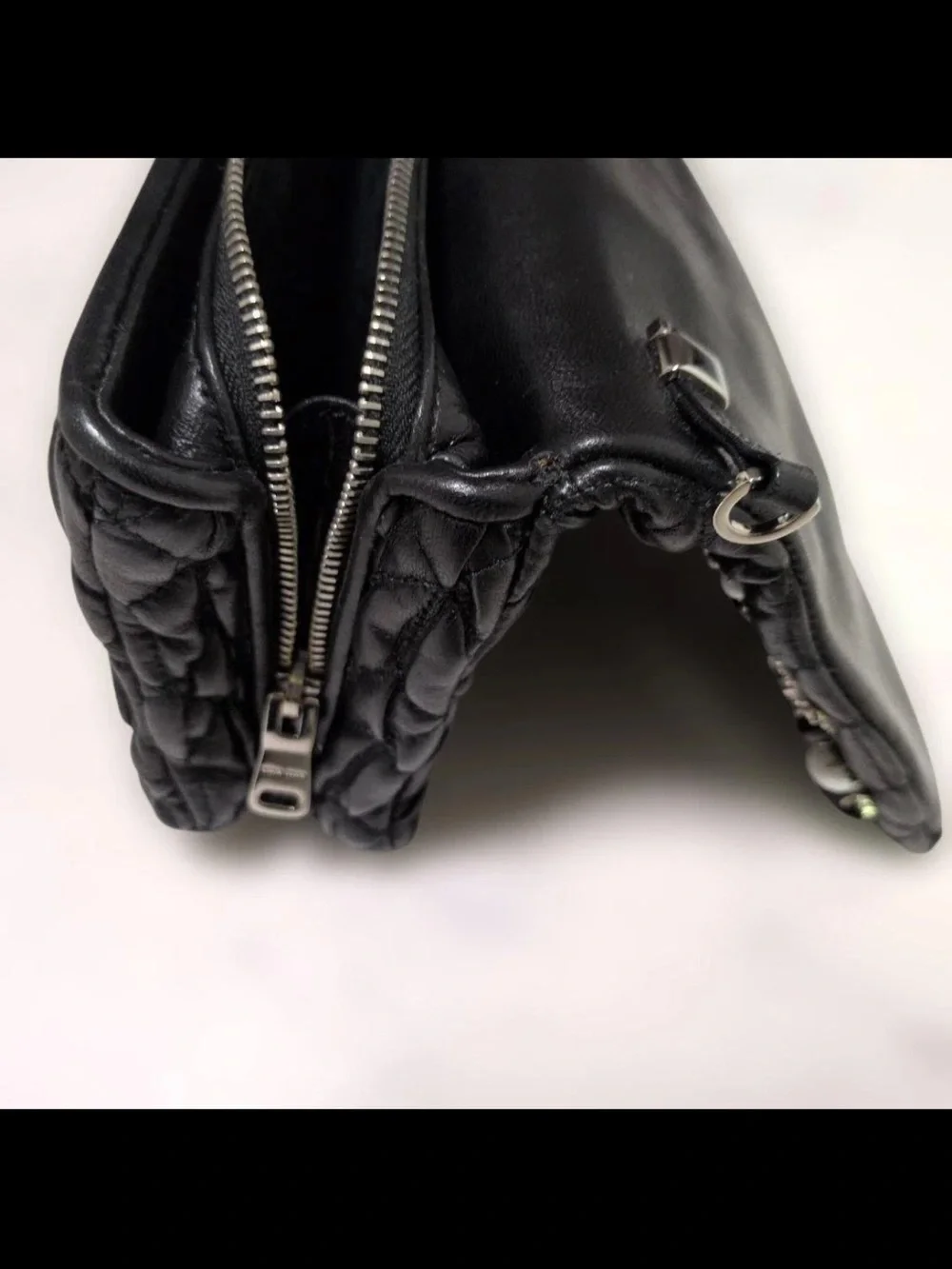Miu Miu Black Woven Floral Crystal Chain Crossbody